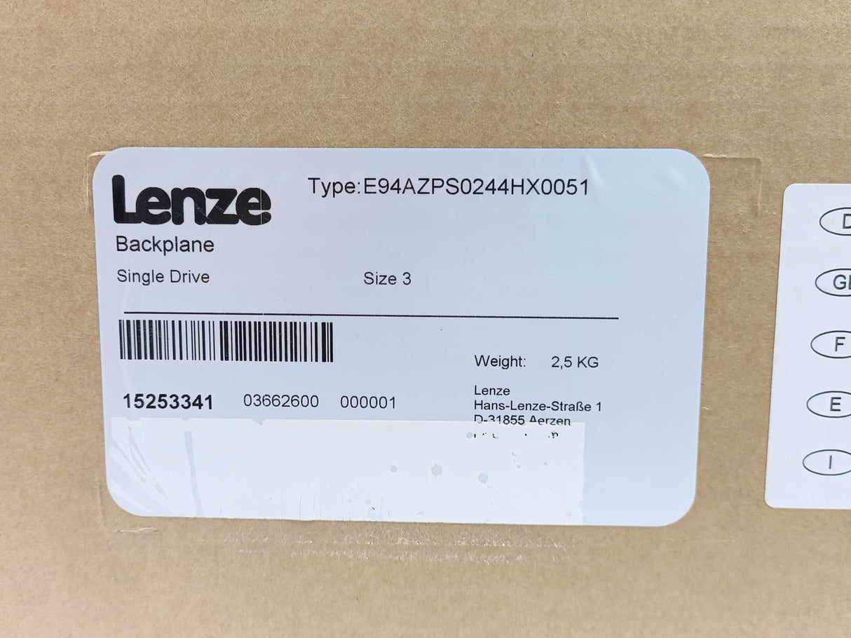 LENZE E94AZPS0244HX0051 15253341 Single Drive Backplane