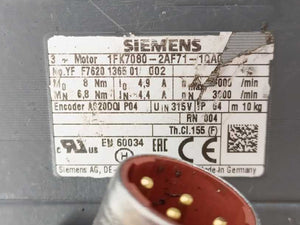 Siemens 1FK7080-2AF71-1QA0 SIMOTICS S synchronous motor 1FK7-CT