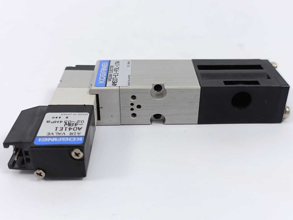 Koganei AME07-E1-PSL-17W Micro Vacuum Ejector w/ Solenoid Air Valve A041E1-48W