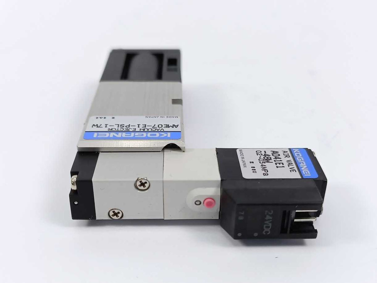 Koganei AME07-E1-PSL-17W Micro Vacuum Ejector w/ Solenoid Air Valve A041E1-48W