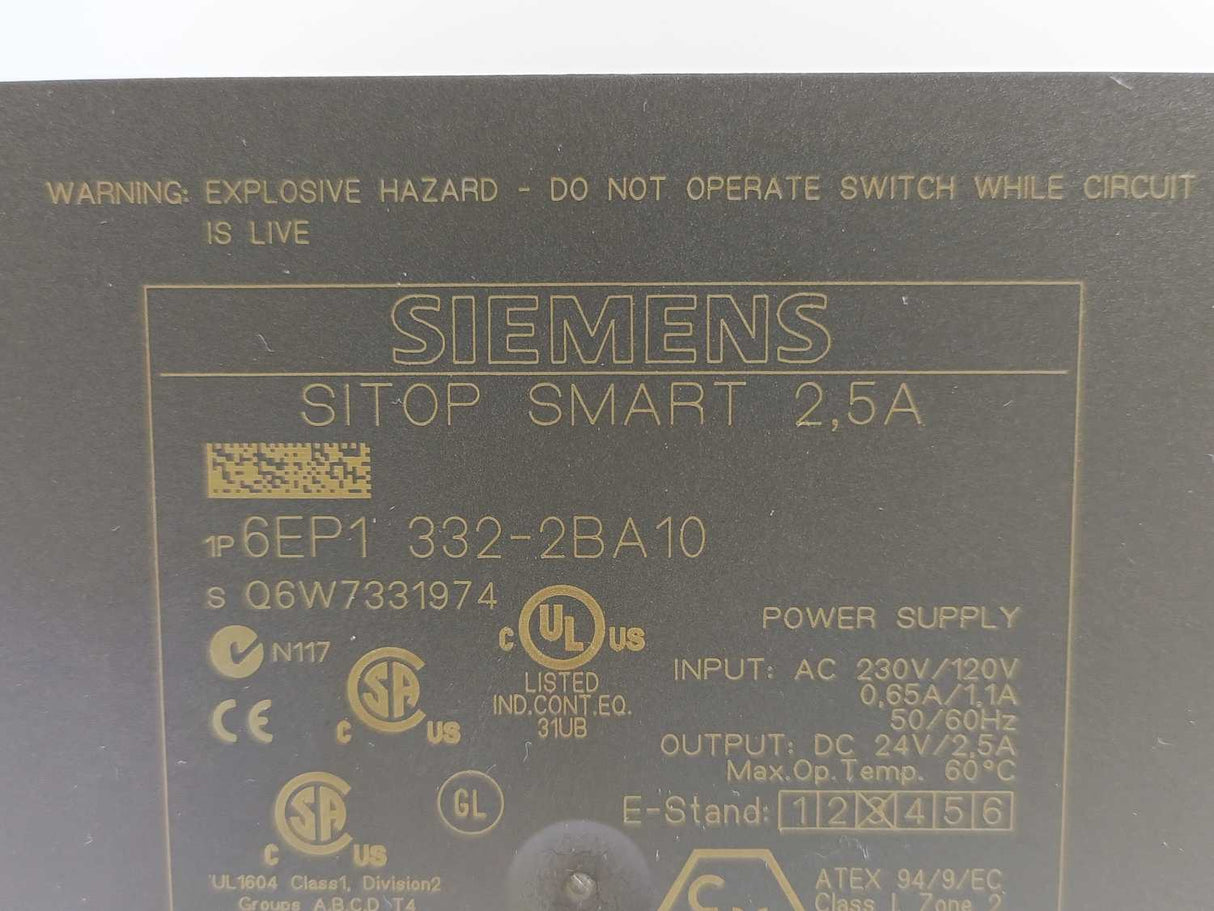 Siemens 6EP1 332-2BA10 SITOP SMART 2,5A Power Supply