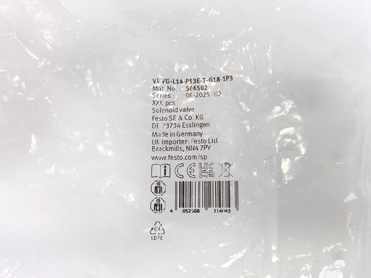 Festo 566502 VUVG-L14-P53E-T-G18-1P3 Solenoid Valve