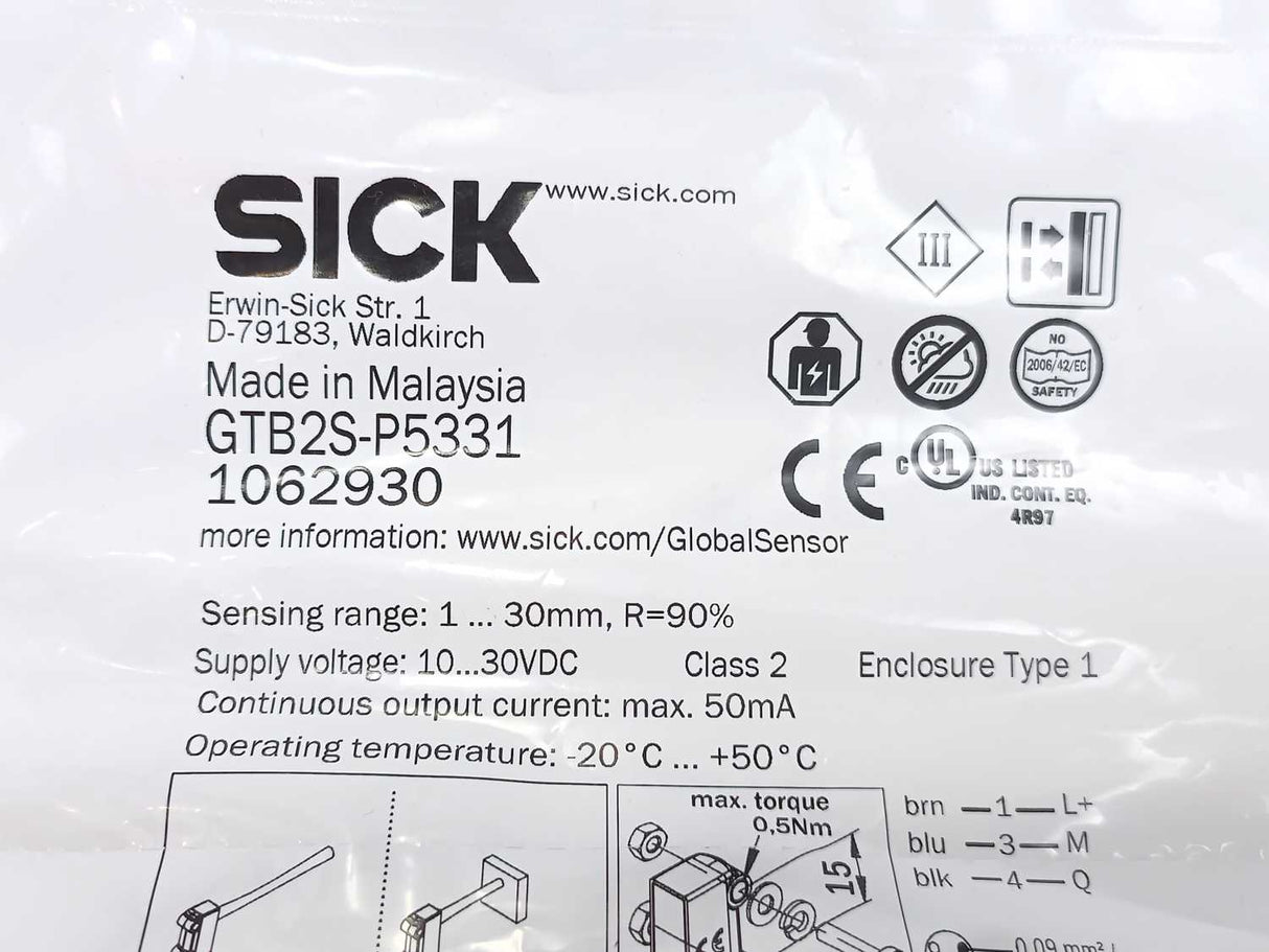 SICK 1062930 GTB2S-P5331 Photoelectric Proximity Sensor