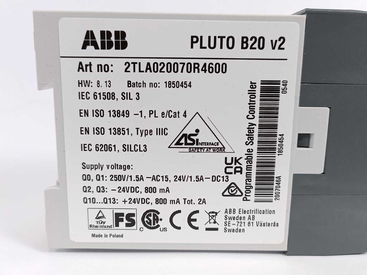 ABB 2TLA020070R4600 PLUTO B20 v2 Programmable Safety Controller