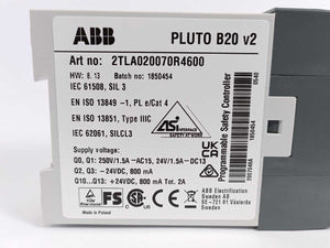 ABB 2TLA020070R4600 PLUTO B20 v2 Programmable Safety Controller