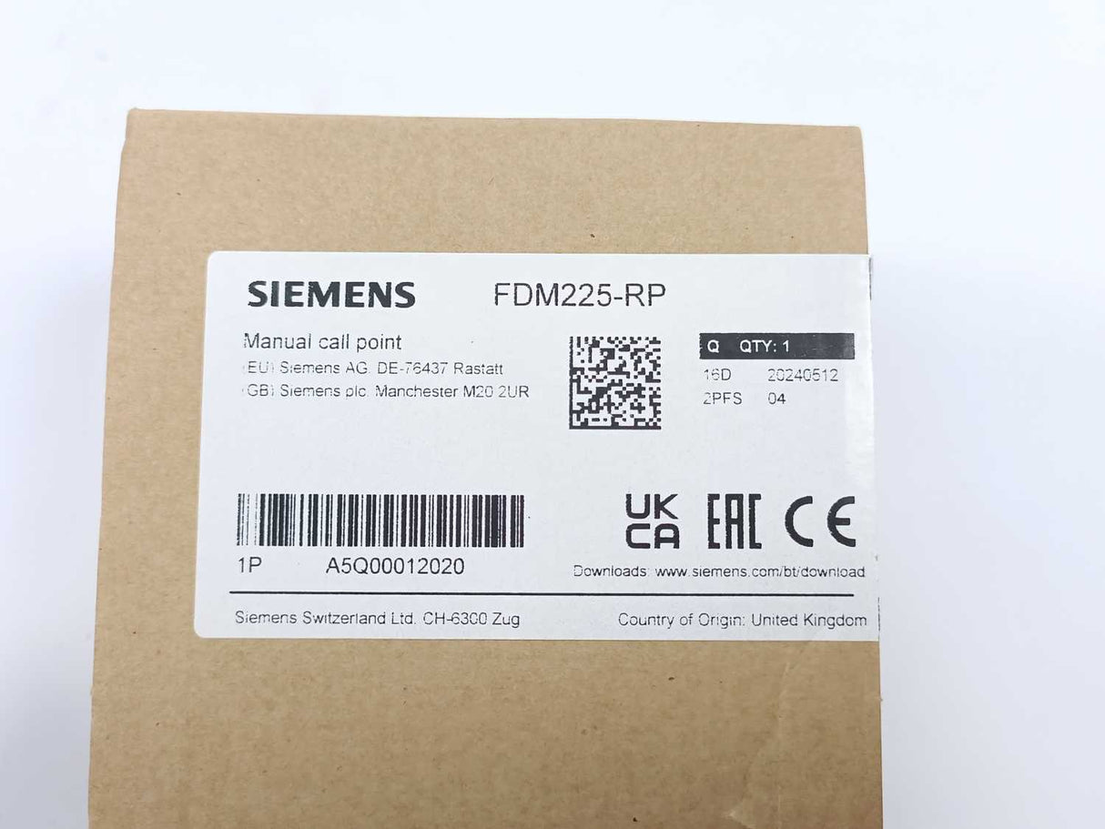 Siemens A5Q00012020 Manual Call Point FDM225-RP