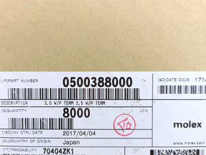 Molex 0500388000 CONN PIN 20-22AWG CRIMP TIN ~3900pcs.