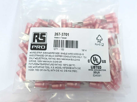 RS Pro 267-3701 Insulated Crimp Spade Connector 400 Pcs.