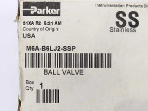 Parker M6A-B6LJ2-SSP B Series Ball Valve Instrumentation Valves
