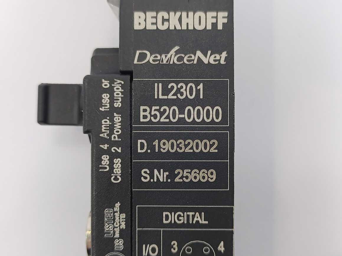 Beckhoff IL2301 B520 Coupler Box, 4-Channel Digital Input/Output