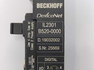Beckhoff IL2301 B520 Coupler Box, 4-Channel Digital Input/Output