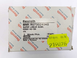 Rexroth R073024040 Super Linear Bushing KBSH-40-D w/ Two seals
