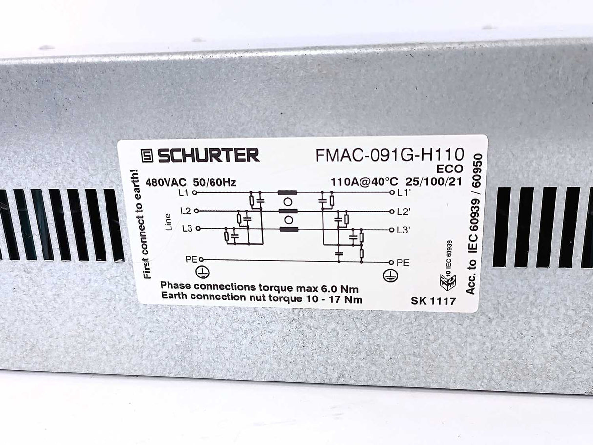 Schurter FMAC-091G-H110 Power Line Filter 480VAC 50/60Hz