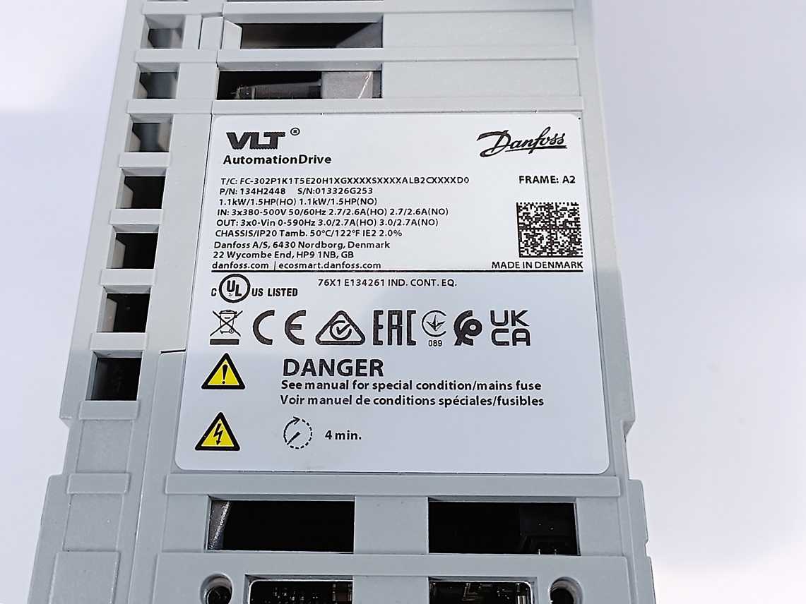 Danfoss 134H2448 VLT Automation FC-302P1K1T5E20H1X 1.1kW