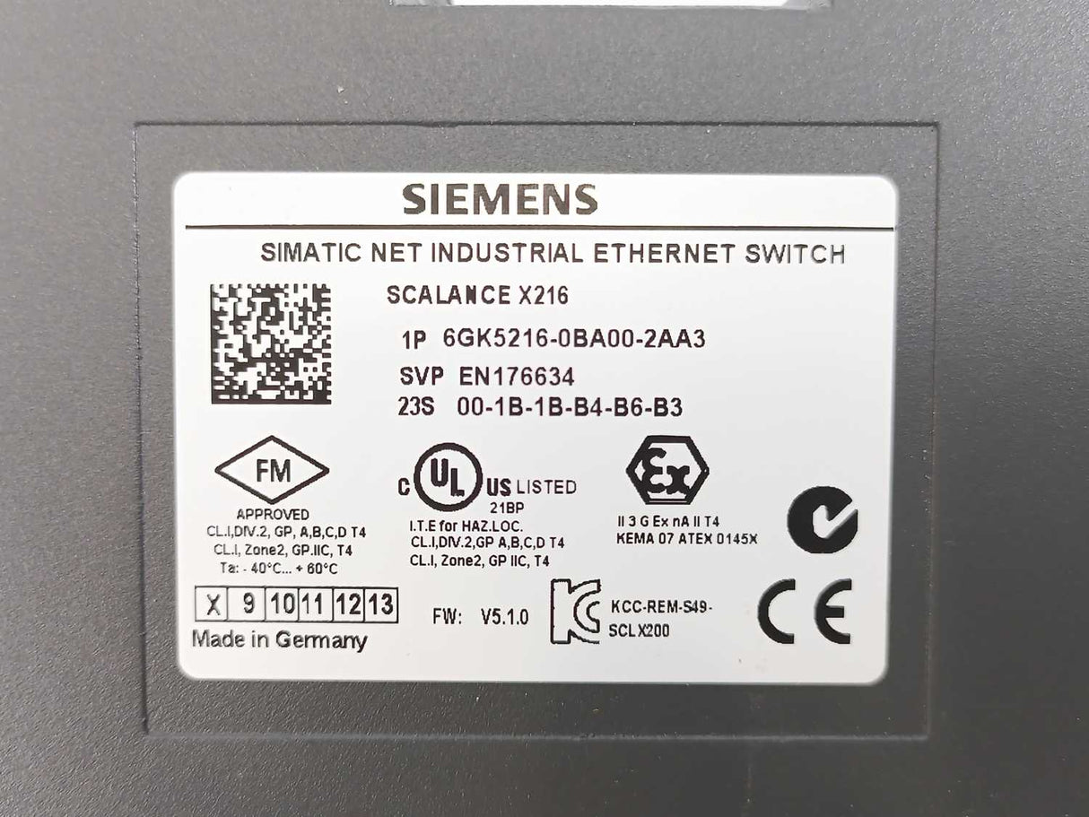 Siemens 6GK5216-0BA00-2AA3 SCALANCE X216 Industrial Ethernet Switch