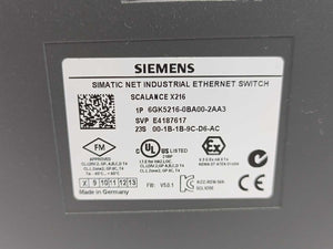 Siemens 6GK5216-0BA00-2AA3 SCALANCE X216 Industrial Ethernet Switch