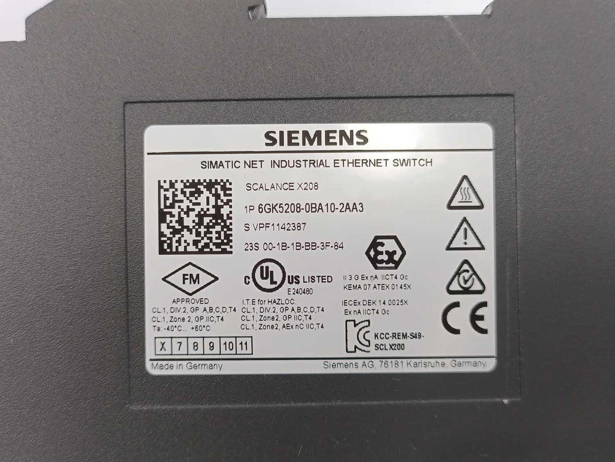 Siemens 6GK5208-0BA10-2AA3 SCALANCE X208 Industrial Ethernet Switch
