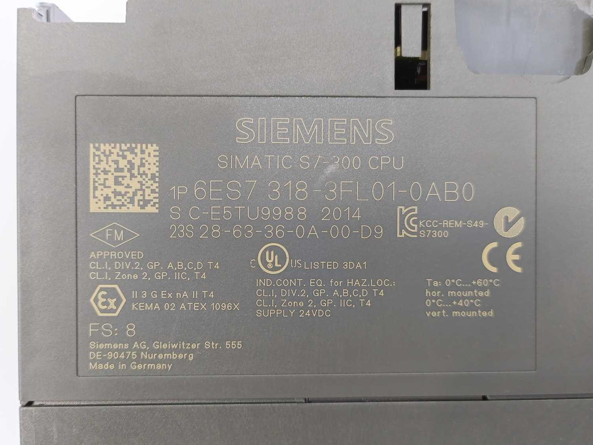 Siemens 6ES7318-3FL01-0AB0 SIMATIC S7-300 CPU