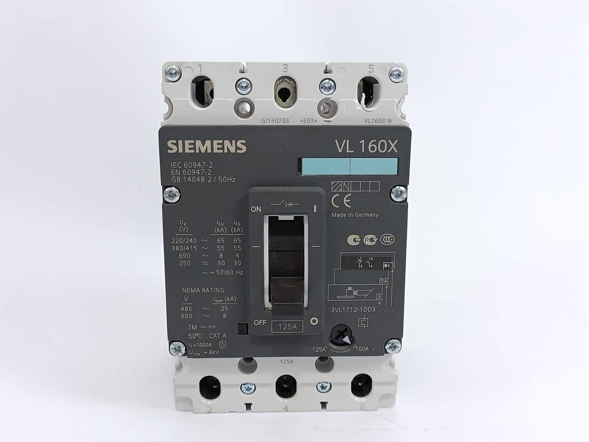 Siemens 3VL1712-1DD33-0AA0 VL160X Circuit Breaker