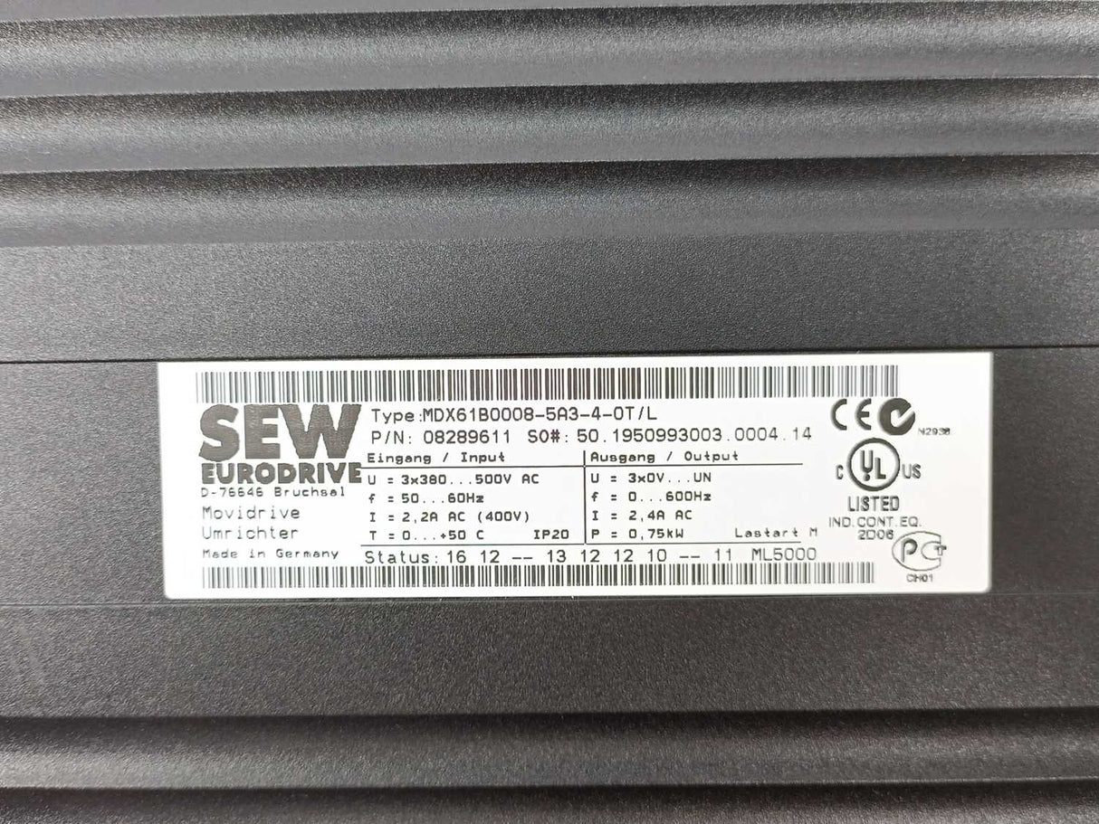 SEW-EURODRIVE  MDX61B0008-5A3-4-0T/L Movidrive 08289611