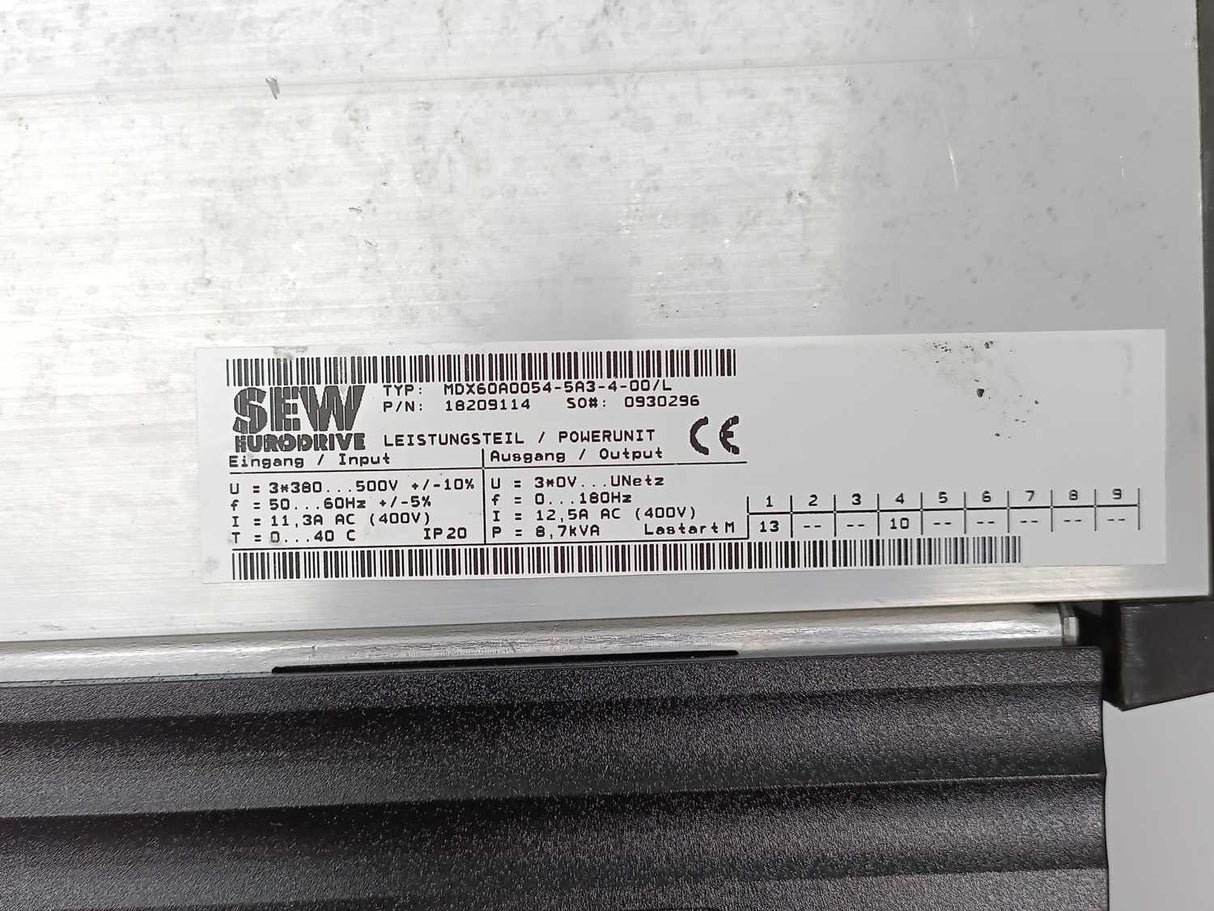 SEW-EURODRIVE  MDX61B0055-5A3-4-0T/L Movidrive Control Unit 18210406