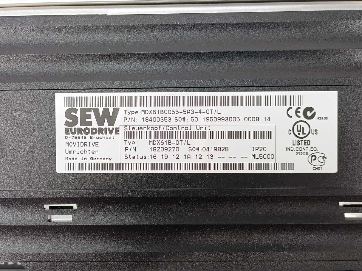 SEW-EURODRIVE  MDX61B0055-5A3-4-0T/L Movidrive Control Unit 18210406