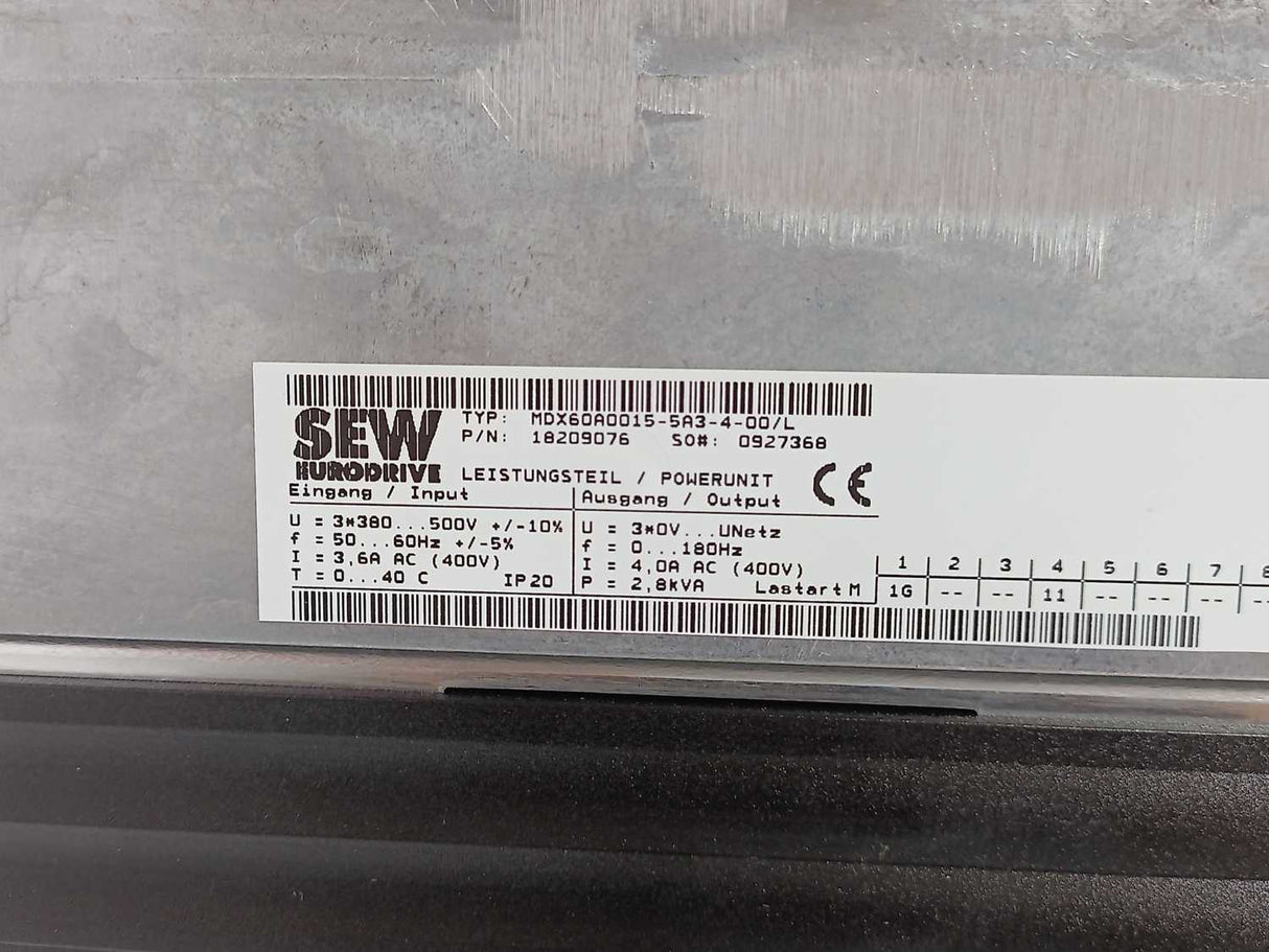 SEW-EURODRIVE  MDX61B0015-5A3-4-0T/L Control Unit 18210406