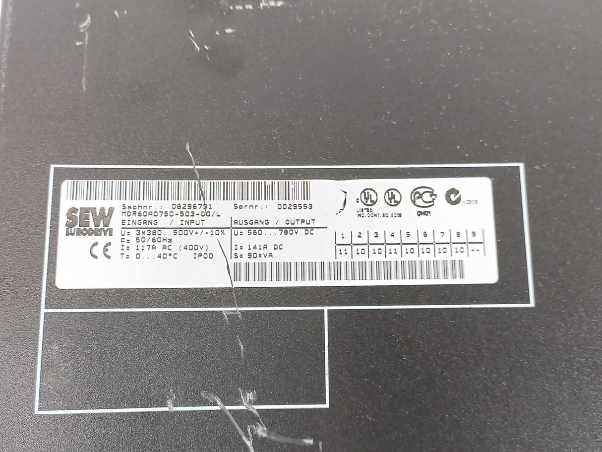 SEW-EURODRIVE  MDR60A0750-503-00/L 08296731 Movidrive 3-Phase 117AMP