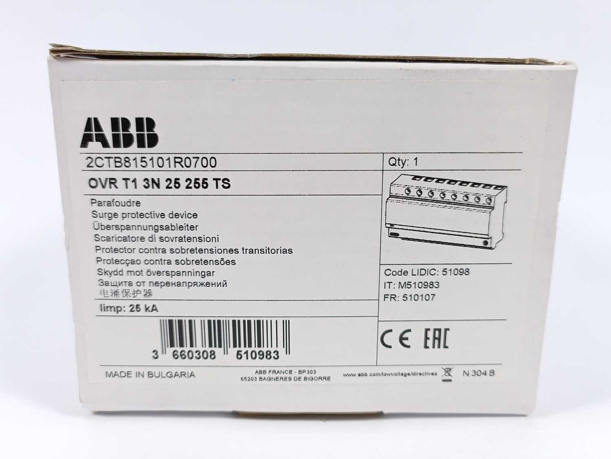 ABB 2CTB815101R0700 OVR T1 3N 25-255 TS Surge Protective Device