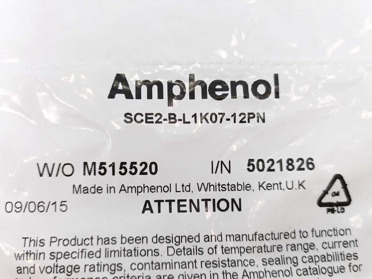 Amphenol SCE2-B-L1K07-12PN 12 Position Circular Male Connector