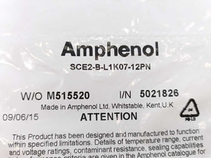 Amphenol SCE2-B-L1K07-12PN 12 Position Circular Male Connector