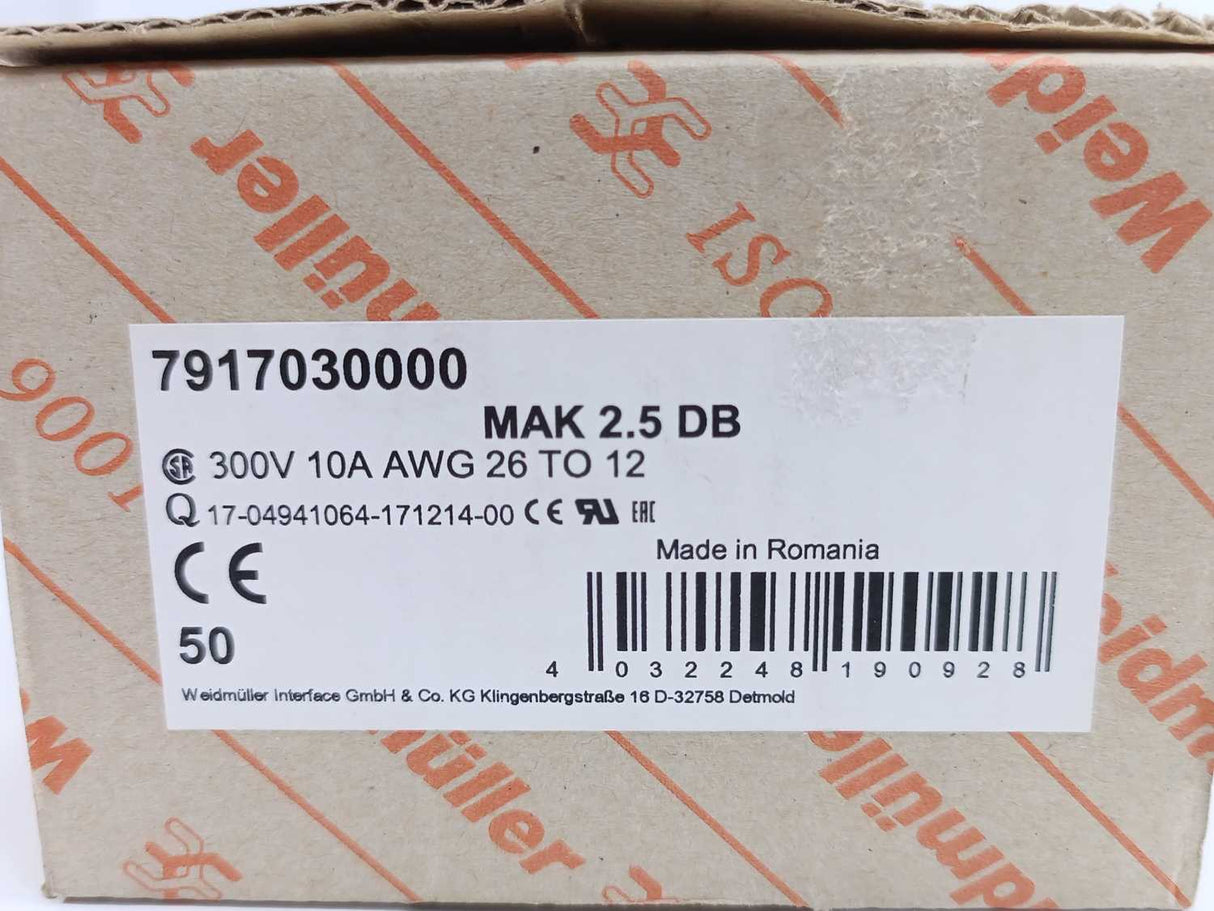 Weidmüller 7917030000 MAK 2.5 DB Motor-Connection Terminal