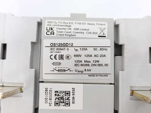 ABB OS125GD12 1SCA115696R1001 Switch-Disconnector Fuse 125A 3-Pole