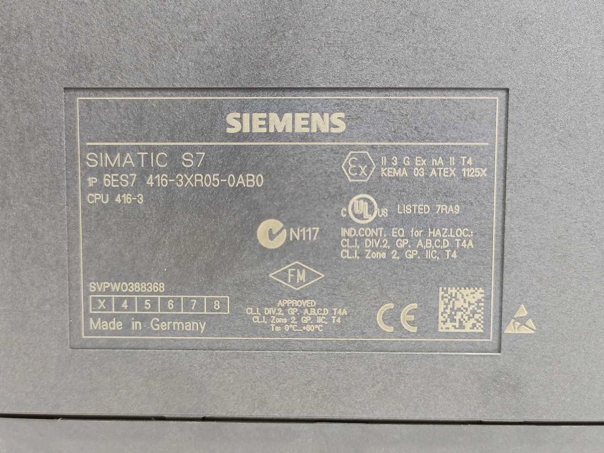 Siemens 6ES7416-3XR05-0AB0 Central Processing Unit SIMATIC S7-400 CPU