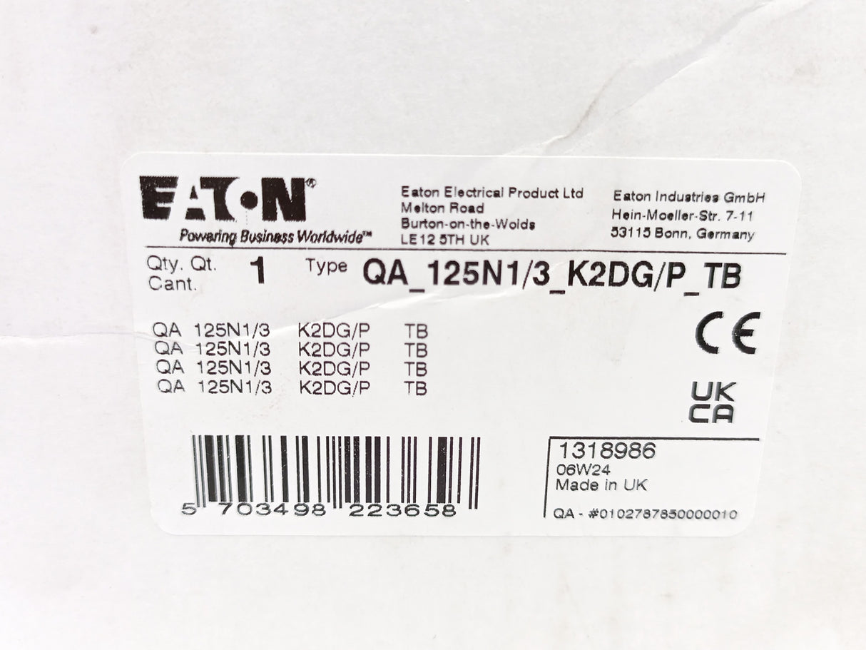 Eaton QA_125N1/3_K2DG/P_TB Eaton 1318001 Disconnector Switch