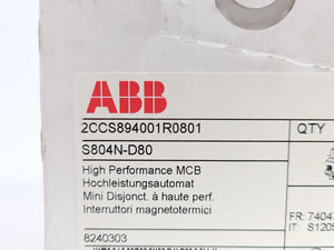 ABB 2CCS894001R0801 S804N-D80 High Preformance MCB