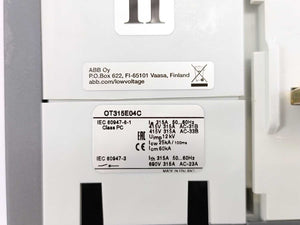 ABB OT315E04CP 1SCA022775R7150 4-Pole Manual Change-Over Switch