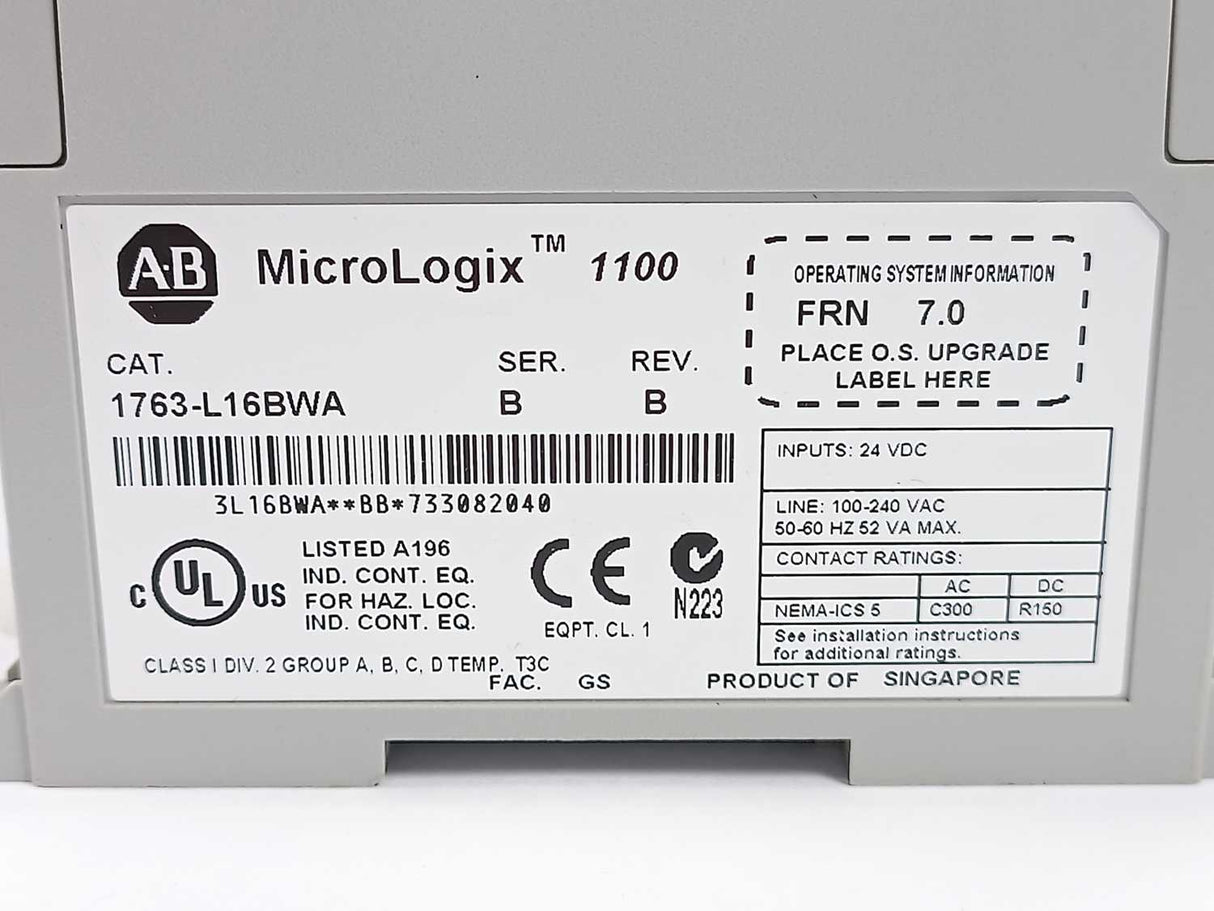 AB 1763-L16BWA Ser. B MicroLogix 1100 16 Point Controller