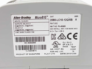 AB 2080-LC10-12QWB Ser.A Micro810 Programmable Controller