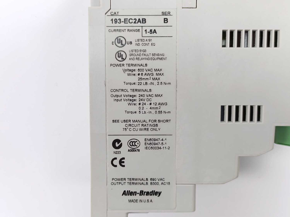 AB 193-EC2AB Ser. B E3 Plus Solid-State Overload Relay 1-5A