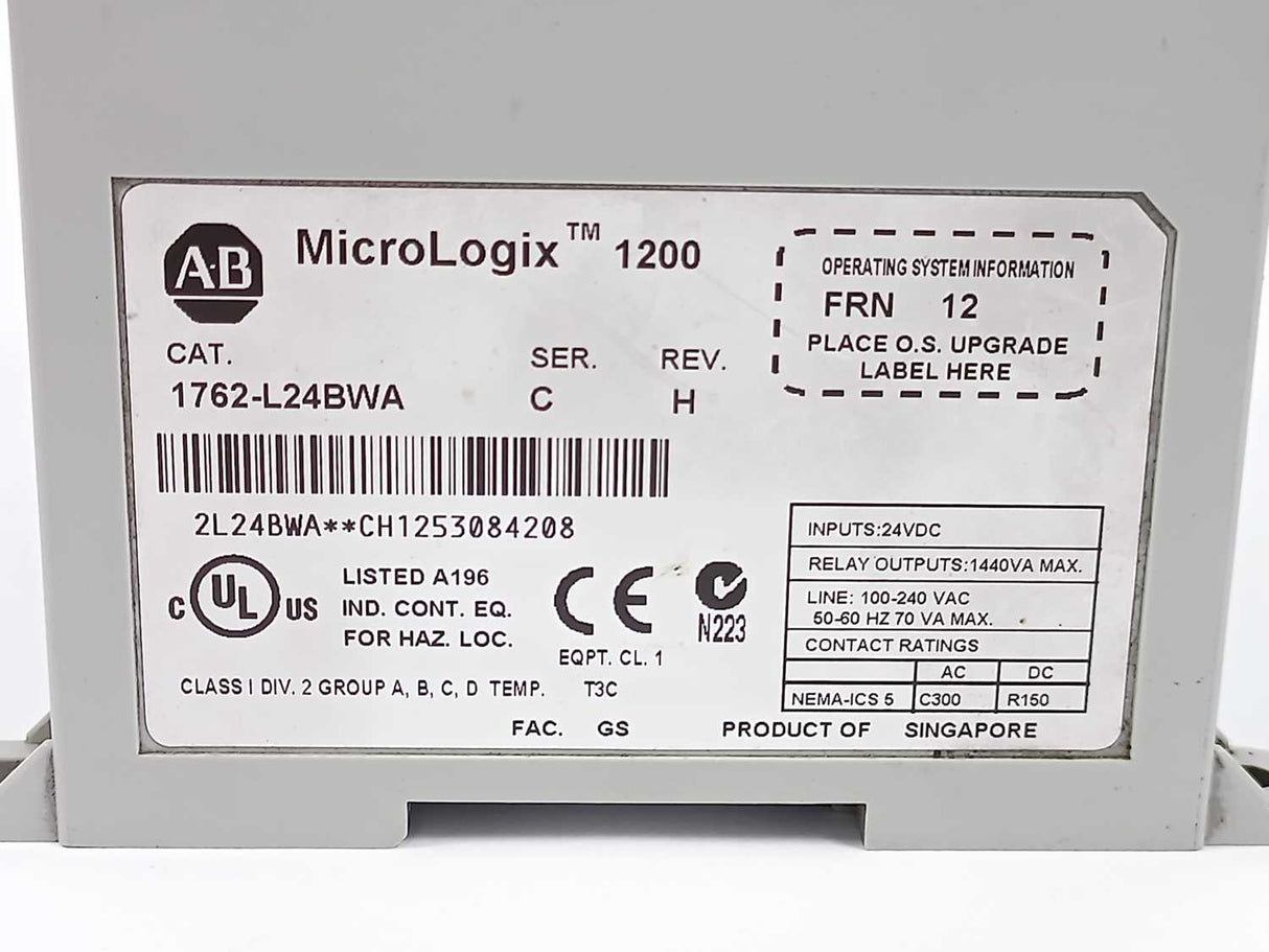 AB 1762-L24BWA Ser. C MicroLogix 1200 24 Point Controller
