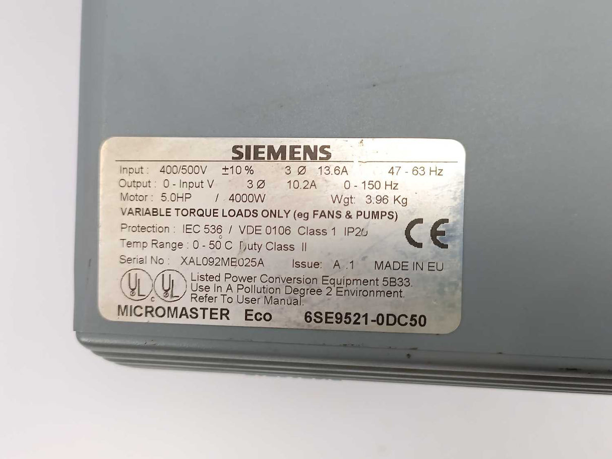 Siemens 6SE9521-0DC50 MICROMASTER ECO IP20