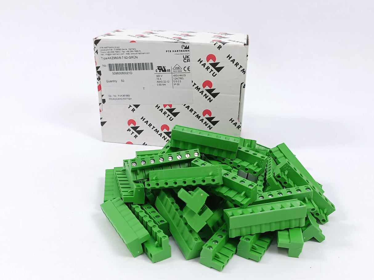 PTR Hartmann 50960080021D AKZ960/8-7.62-GRÜN Connectors Batch 50pcs.