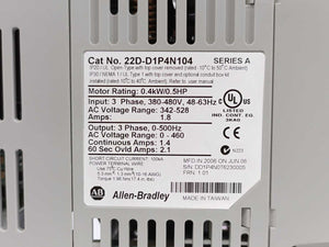AB 22D-D1P4N104 SER. A PowerFlex 40P 0,4kW AC drive