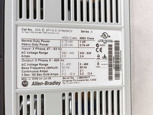 AB 20A C 2P1A 0 AYNANC0 SER. A PowerFlex 70 AC Drive 20A