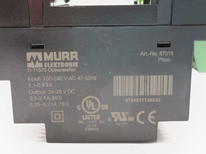MURR Elektronik 87015 Power supply, 100-240VAC/47-63Hz/1,1-0,63A, 24-28VDC/2,5A