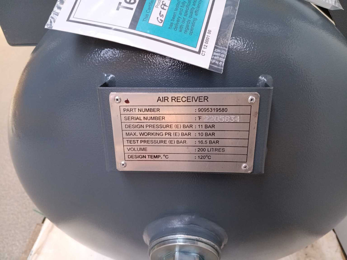 Atlas Copco G5FF 10 TM Air Compressor w/ 9095319580 Air Reciever 2022, 0 Hours