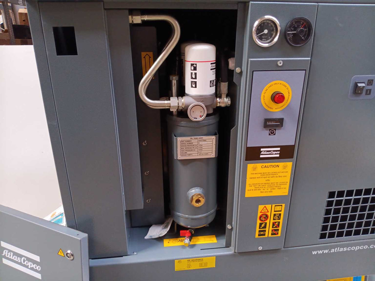 Atlas Copco G5FF 10 TM Air Compressor w/ 9095319580 Air Reciever 2022, 0 Hours