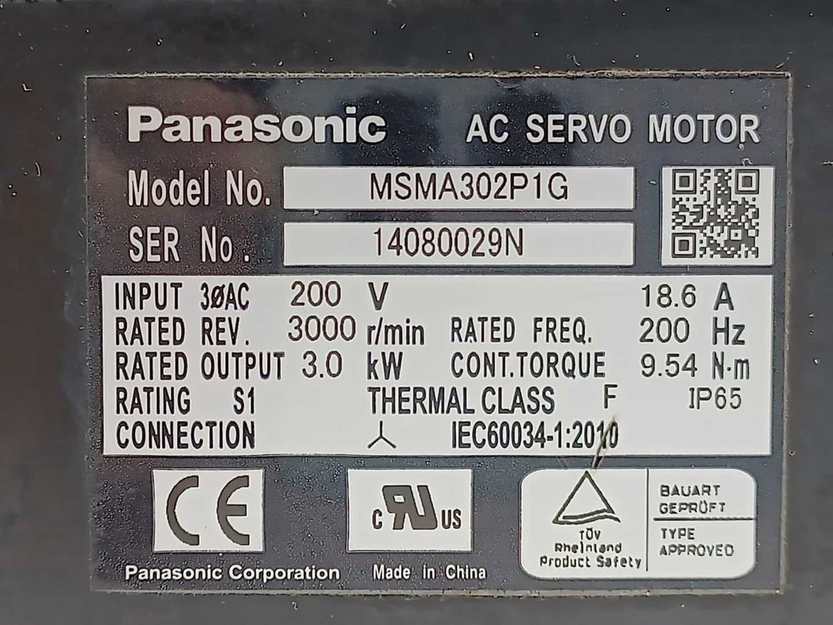 Panasonic  MSMA302P1G MINAS A4 Family AC Servo Motor 3.0 kW