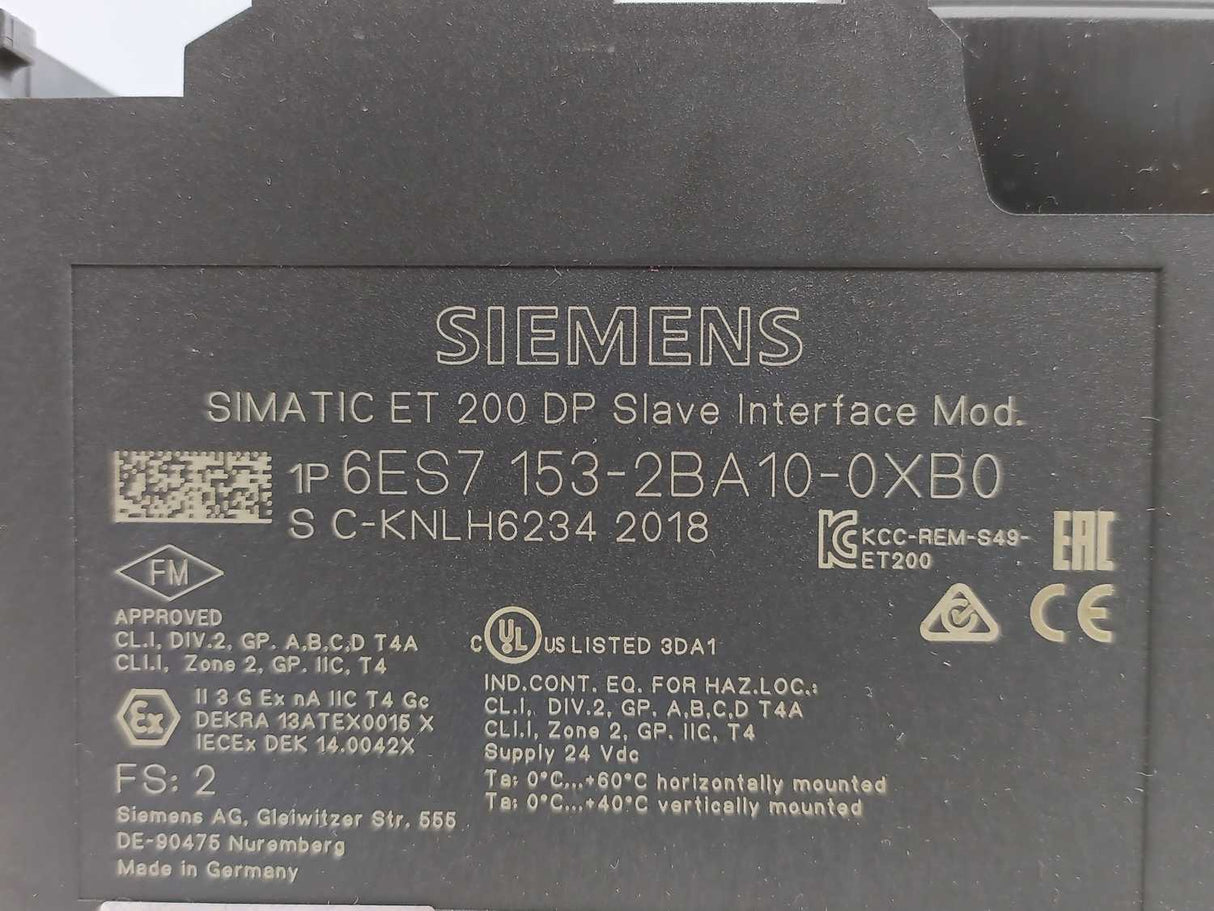 Siemens 6ES7 153-2BA10-0XB0 SIMATIC ET 200 DP Slave Interface Mod.